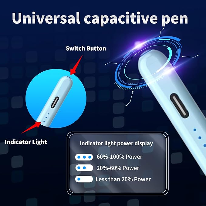 Stylus Pen Android for AMZ Tablet HD 10/Max 11 Compatible with Samsung/LenovoAccurate， Push-Button Switch On/OffLong Battery Life+2Tips(NW Black)