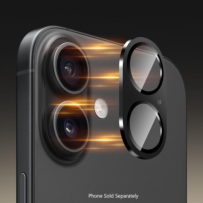 SAHARA - Ultra-Strong Camera Lens Protector for iPhone 16 Pro/16 Pro Max (2-Pack) Black (ZD00161)