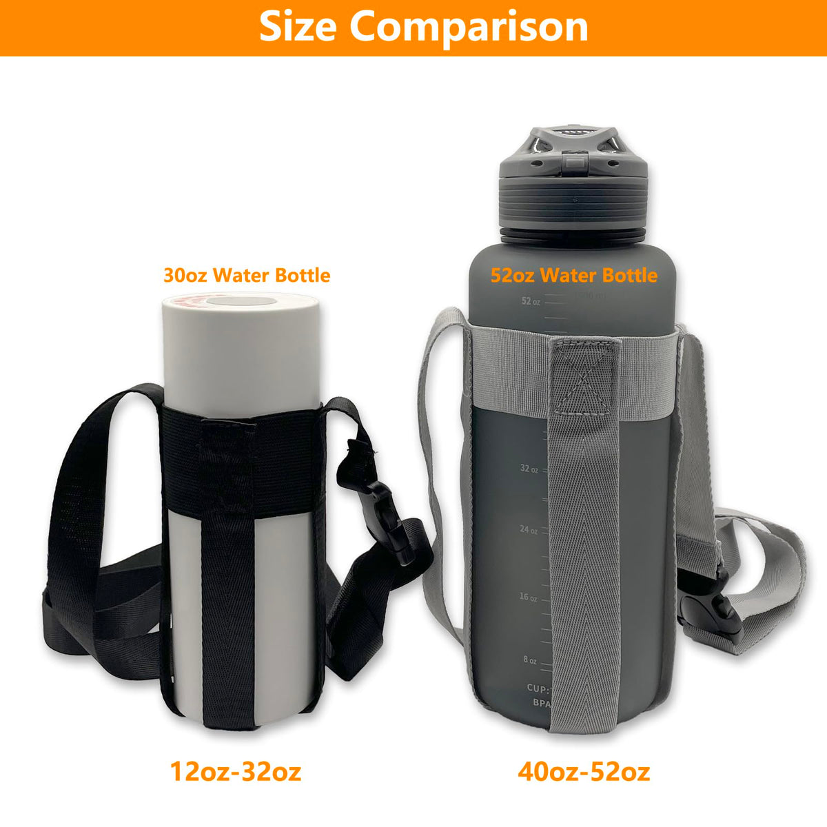 SZSUYAD Water Bottle strap,Simple&Adjustable Crossbody strap (gray28-52oz)