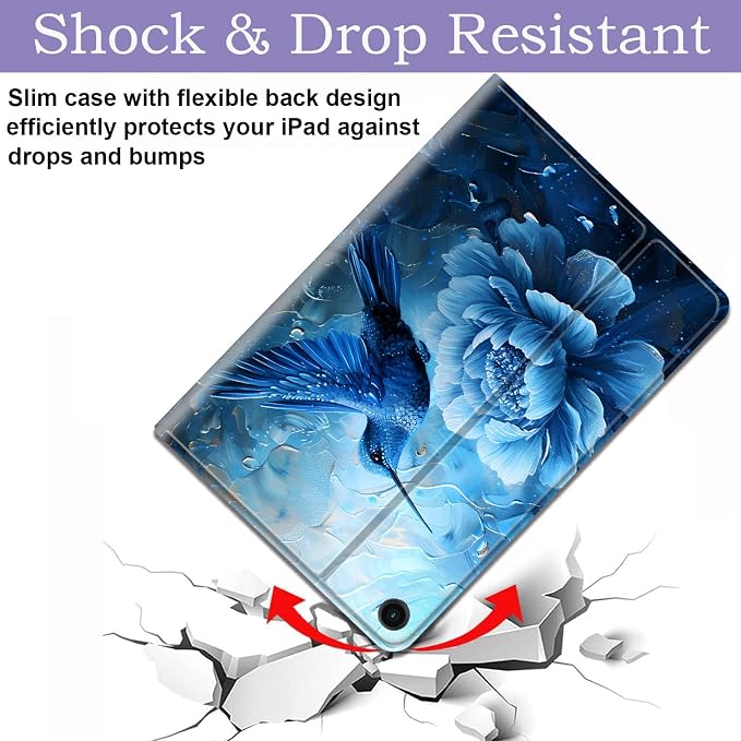 Case for Samsung Galaxy Tab A11 + Plus/A9 + Plus 11 Inch 2025/2023 Ultra-Thin Multi-Angle Protective Cover with Auto Sleep/Wake Black Cat and the Blue Flower