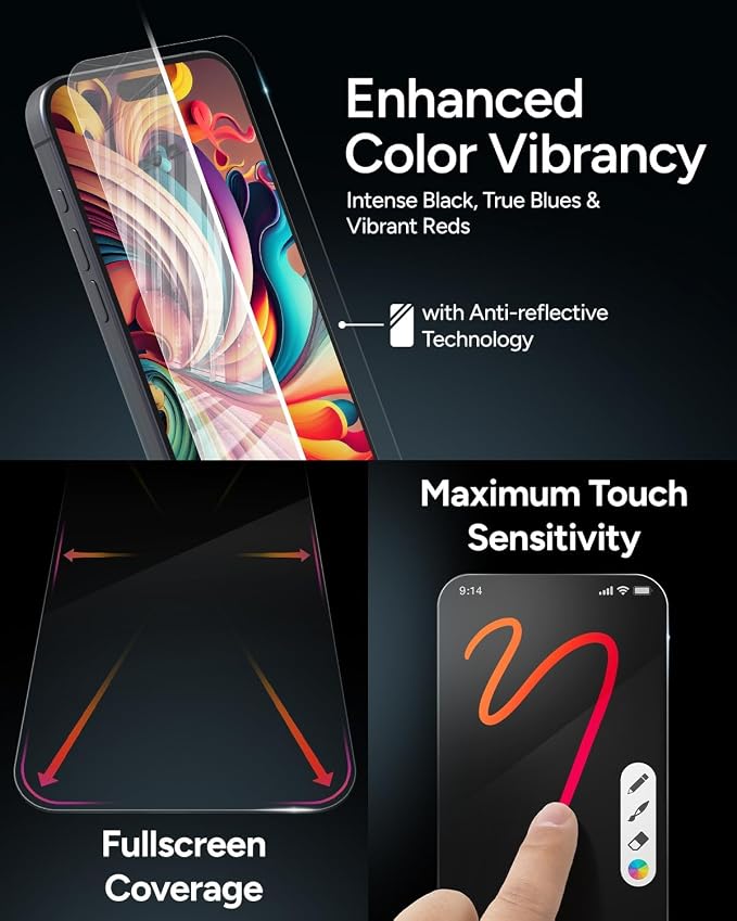 ZAGG - 5 Pack - InvisibleShield Glass XTR4 iPhone 16 / 15 Screen Protector - Blue-Light Filtration 11X Stronger Scratch &amp Smudge-Resistant Surface Anti-Reflective Technology (Ships in bulk pack
