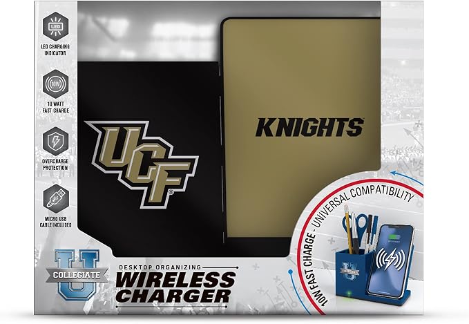 SOAR NCAA Unisex Cell Phone Wireless Charging Stand and Desktop Organizer