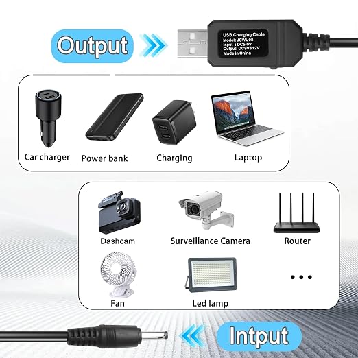 USB 5V to 9V/12V DC Step-up Cable5V U S B to DC5521 9V/12V Boost Power Cable with SwitchUSB-A to DC 5.5X2.1mm Voltage Boost Cablefor CameraRouterDashcam-3.28Ft (DC5.5X2.1)