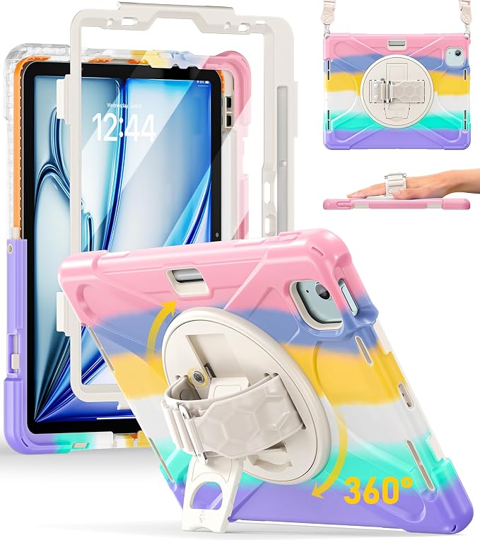 BRAECN Case for iPad Air 11 inch 2026(M4) 2025(M3) 2024(M2)iPad Pro 11 inch(4th/3rd/2nd/1st)&amp Air 10.9(5th/4th) Protective with Pencil Holder Screen Protector 360°Rotating Stand Handle Full Body