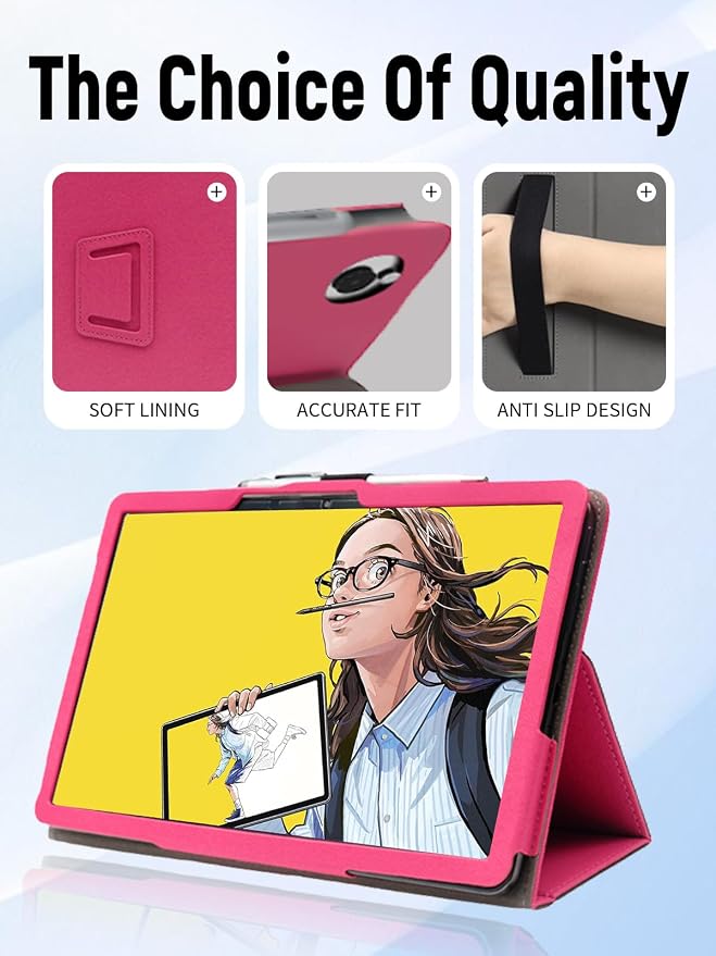 Case for Wacom MovinkPad 11 Tablet 11 Inch (Black) | PU Leather Folding Cover with Pen Holder and Wrist Strap Business Travel Portable