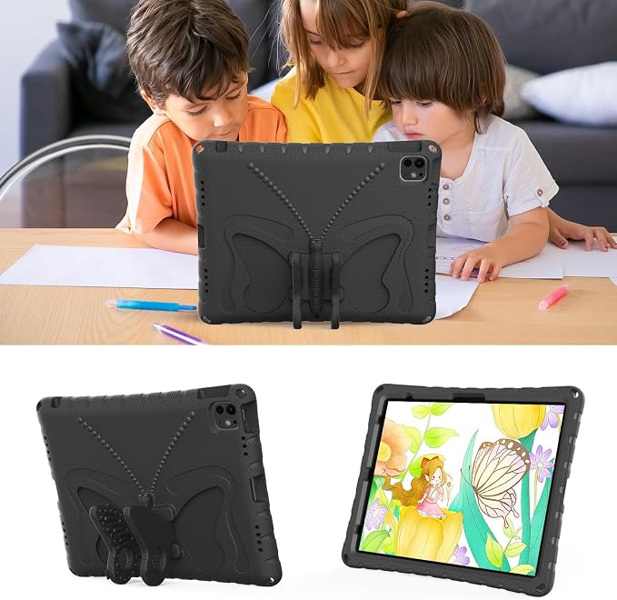 Kids Case for iPad Air 13 (2026/2025/2024) M4/M3/M2 &amp iPad Pro 13 2024 &amp iPad Pro 12.9 Cover 6th/5th/4th/3rd Gen (2022/2021/2020/2018) DIY Figures EVA Rubber Handle Stand Shockproof Bumper