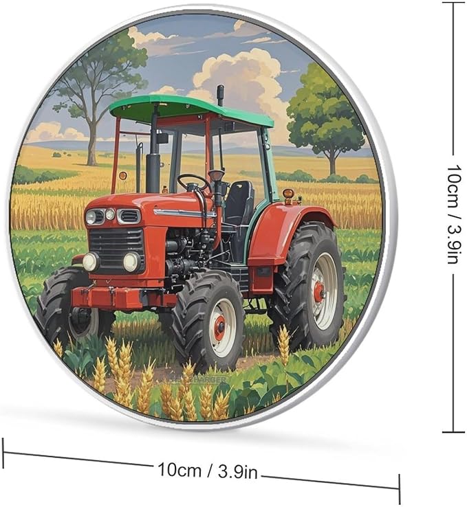 Tractor Theme Wireless Charger 10W Portable Fast Wireless Charging Pad Compatible with Phone Slim Charging Station Lightweight Charger Mat Charging Block for Travel Home Office