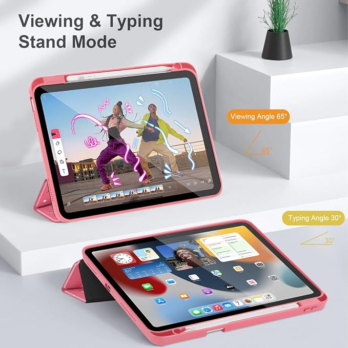 Tuiklol for iPad Pro 11 Inch 4th / 3rd / 2nd / 1st Gen (2022 2021 2020 2018) Case -Built-in Pencil Holder Shockproof Cover Clear Transparent Back Shell with Auto Wake/Sleep Black Flower