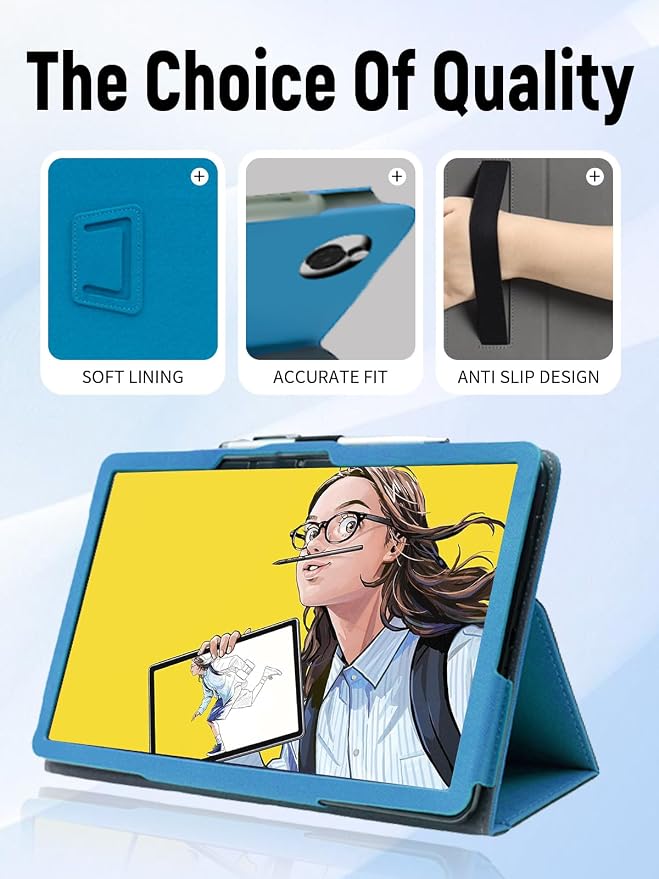 Case for Wacom MovinkPad 11 Tablet 11 Inch (Black) | PU Leather Folding Cover with Pen Holder and Wrist Strap Business Travel Portable