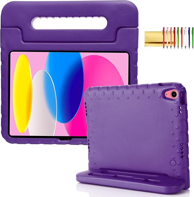 Kids Case for iPad Pro 11 M5/M4 &amp iPad Air 11 (2026/2025/2024) Shockproof Case with Pencil Holder Techcircle Light EVA Foam Handle Stand Bumper Protective Child Friendly Drop Proof Cover Black