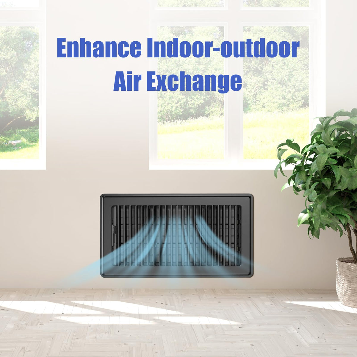 Floor Register Fits 6x12 and 12x6 Duct Opening - Heavy Duty Walkable Floor Vent Covers 4 Pack - High Airflow Adjustable HVAC Air Vent - Steel Rust-Proof Finish Vent Covers for Home & Office - Black