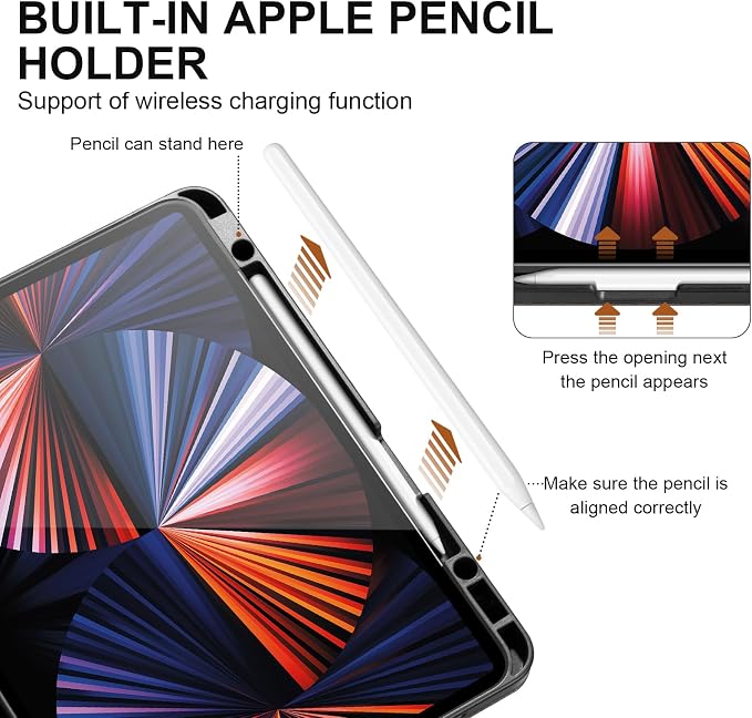 Genuine Leather Case for iPad 11th Gen 11/10th Gen 10.9 Black | Pencil Holder Adjustable Stand Auto Wake/Sleep Shockproof