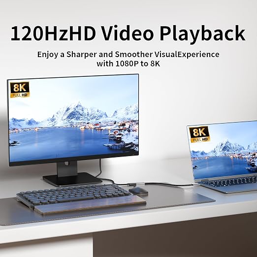 Long USB C Extension Cable 10FT Compatible with Thunderbolt 540Gbps Data &amp 240W Charging 8K@120Hz Video for Display Type C Male to Female Extender for Thunderbolt 4/3 /SSD/USB Hub/Dock