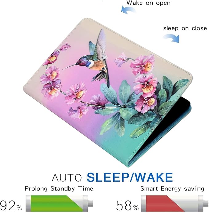 Case for iPad 9th/8th/7th Generation iPad 10.2 Case (2021/2020/2019 Model iPad 9/8/7 Case) PU Leather Folio Folding Stand Cover for iPad 10.2 inch Auto Wake/Sleep Hummingbird
