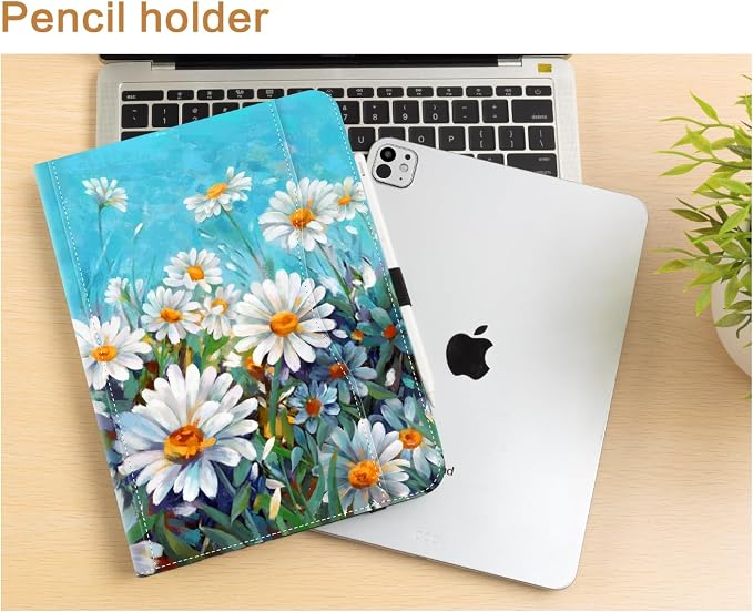 Vimorco for iPad Pro 11-inch Case M5/M4 2025/2024 for iPad Pro Case 11 Inch M5/M4 Pencil Holder/Hand Strap/Pocket/Screen Protection Band 3 Adjustable Angles Auto Sleep/Wake Beach Blue Ocean