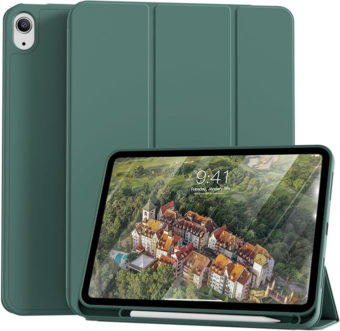 for iPad (A16) 11th Generation Case 11 Inch 2025 Black | for iPad 10th Generation Case 10.9 Inch 2022 with Pencil Holder Smart Trifold Stand Slim Protective Cover Auto Wake/Sleep