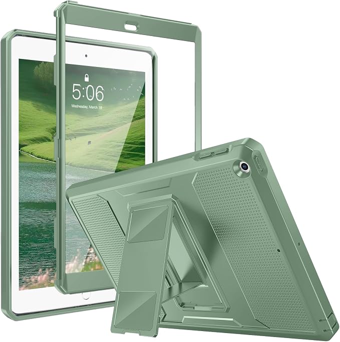 MoKo Shockproof Case Fit 2018/2017 iPad 9.7 6th/5th Generation Black | Heavy Duty Shockproof Full Body Rugged Hybrid Cover with Built-in Screen Protector for Apple iPad 9.7 Inch 2018/2017