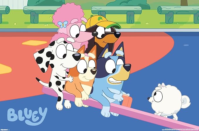 Bluey (2018) - Bluey and Friends See Saw Fun Wall Poster, 19L" x 13W", Premium Unframed Version