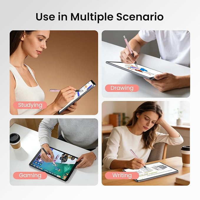 MEKO Stylus Pen for Touchscreen 2-in-1 Universal Stylus 6Pcs | MEKO 1st Gen Stylus Fiber &amp Disc Tips High Precision Work for iPad iPhone Android Tablets All Touch Screens-Black