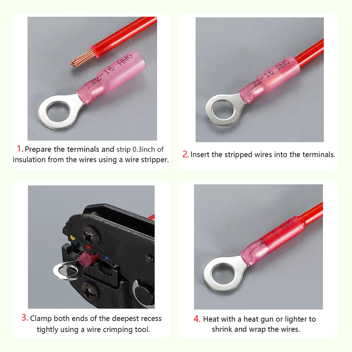 60pcs #10(M5) Heat Shrink Ring Terminals Yellow 12-10 Gauge Tinned Copper Ring Terminals Eyelet Wire Connectors Brazed-Seam Insulated Electrical Crimp Wire Terminals for Boat Truck Stereo Car