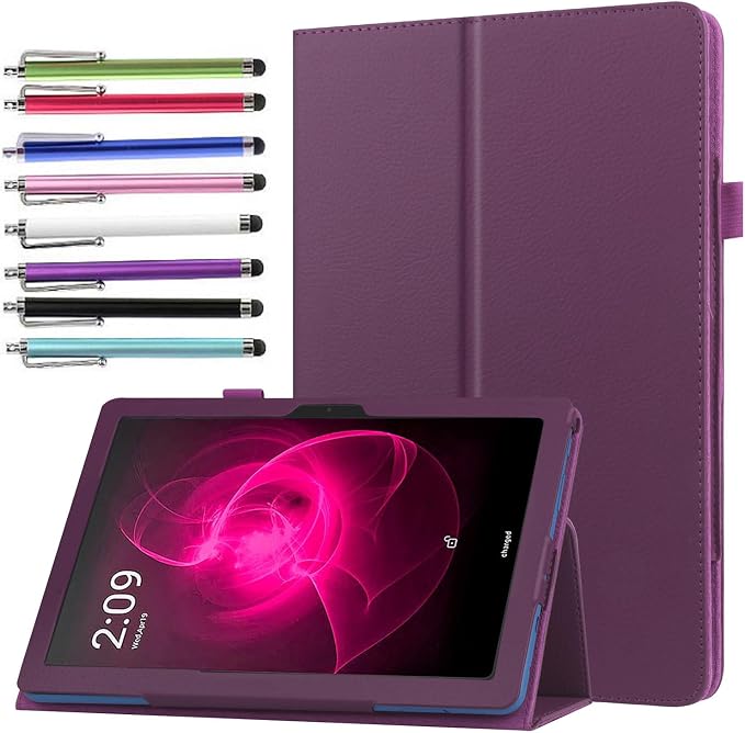 Case for Vortex ZTAB10 Tablet/Z TAB 10 Inch Tablet - Slim Lightweight Folio Stand Cover PU Leather Case Cover + 1 Stylus (Black)