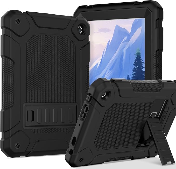 MENZO All-New Case for 8 Tablet Slim Shockproof Rugged High Impact Protective Case with Kickstand Black