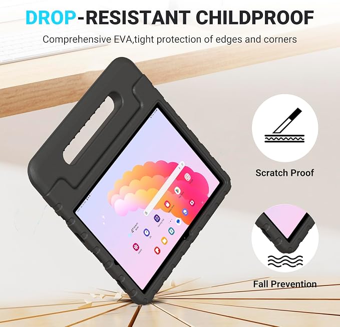Kids Case for Samsung Galaxy Tab A11+A9+ Shockproof StandBlack | Shockproof EVA MaterialDesigned for Samsung Galaxy Tab A11 Plus 2025/A9 Plus 2023 11 TabletAdjustable handle stand