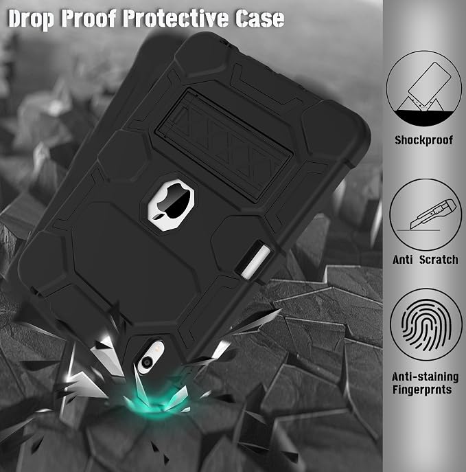 Case for iPad 11 11th Gen (A16) 2025 &amp 10th Gen 2022 10.9 Purple+Green | Kickstand | With Pencil Holder | Drop-Proof Silicone+Hard Shell | Raised Edge Protects Screen&ampCamera | Heavy Duty Pr