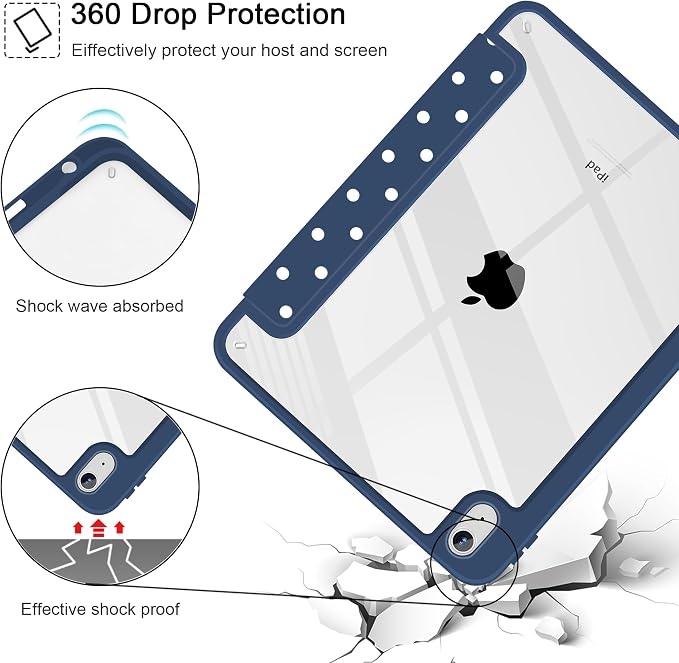 Tuiklol for iPad 10.2 inch 9th / 8th / 7th Gen 2021 2020 2019 Release Case | Built in Pencil Holder - TPU Protection Trifold Stand Stand Clear Back Tablet Cover With Auto Wake/Sleep Blue berries