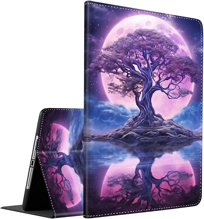 Case for iPad (A16) 11th Generation 11 Inch (2025) iPad 10th Generation 10.9 Inch (2022)，Slim Fit Foldable Standing Cover Case with Auto Sleep/Wake ，Moth Moon