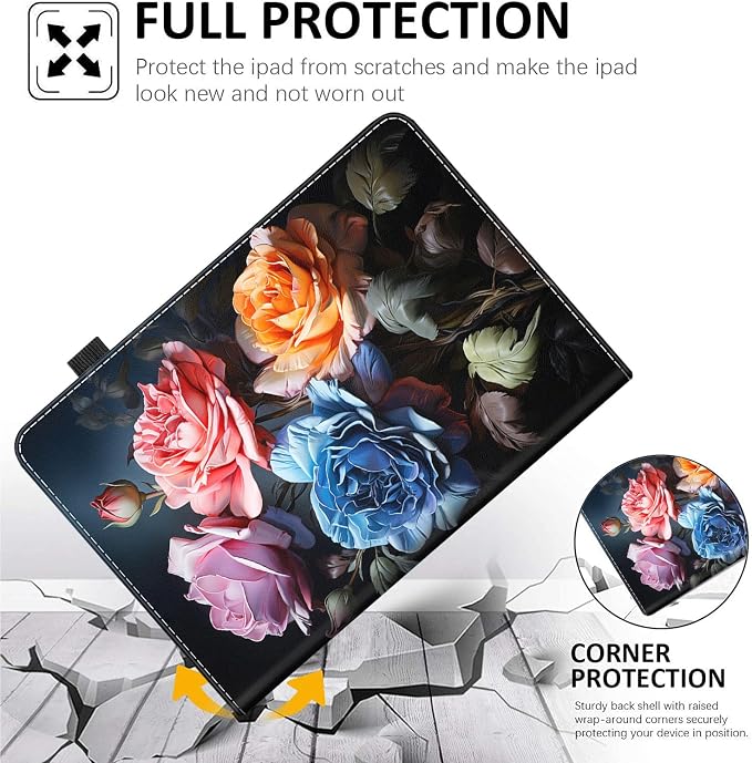 Case for All-New Amazon Fire HD 10 and 10 Plus Tablet (13th/11th Generation 2023/2021 Release) 10.1 Multi-Angle Smart Stand Cover Auto Sleep/Wake Skull and Fire