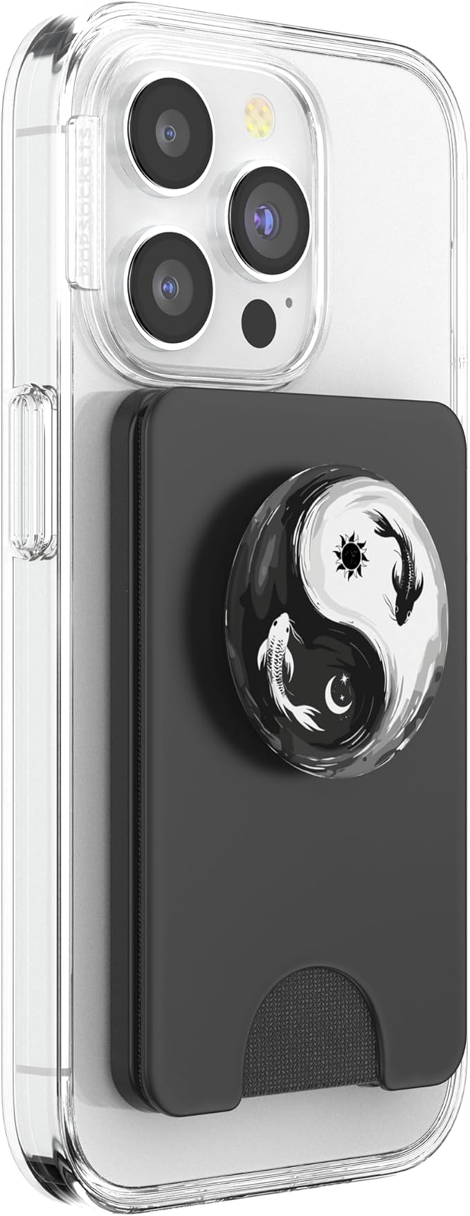 Black White Yin Yang Koi Fish Japanese Balance Art Pattern PopSockets PopWallet for MagSafe