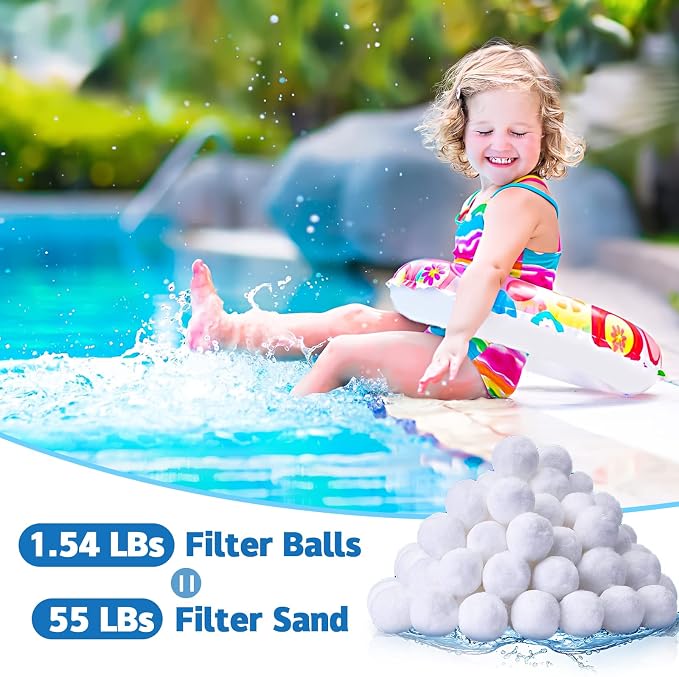 QwayHome 1.54 lbs Pool Filter Balls, Reusable Filter Sand Balls