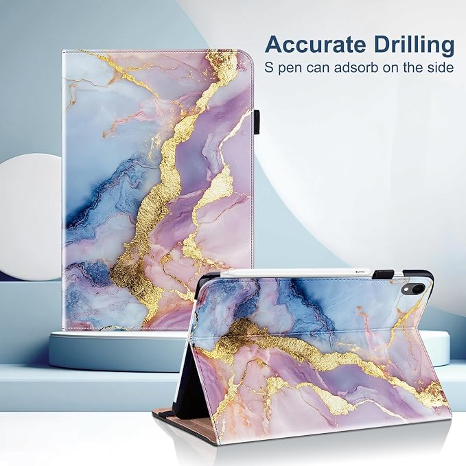 Case for Samsung Galaxy Tab A 10.1 2019 Model SM-T510/T515/T517 Stylus Holder Flip Wallet Leather Shockproof Cover for Galaxy Tab A SM-T510 Case Bicolor Marble
