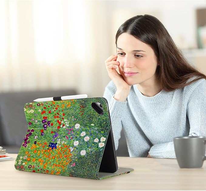 Vimorco for iPad 9th/8th/7th Generation Case 10.2-inch Pencil Holder/Pocket | for iPad Air 3rd Generation Case 10.5-inch for iPad Pro 10.5 Inch Cases Hand Strap Adjustable Angle Beach Path Scenery