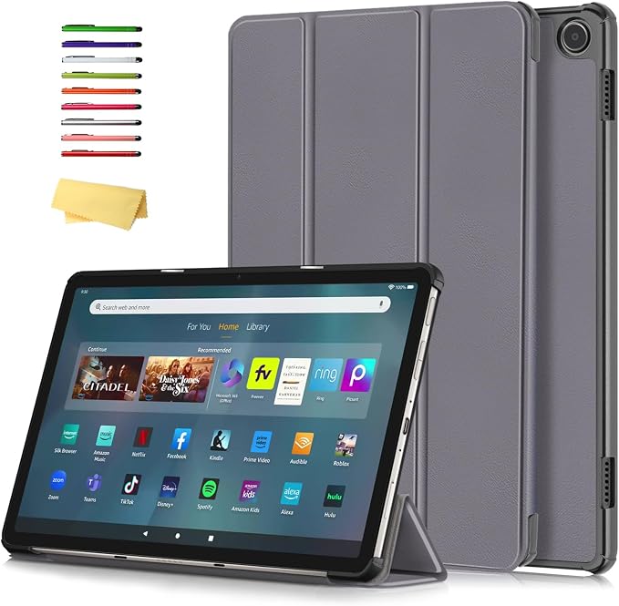 Slim Case for Amazon Fire Max 11 Tablet (13th Generation 2023 Release) Trifold Lightweight Hard Shell PU Leather Stand Folio Protective Cover with Auto Wake/Sleep Colored Graffiti Doodle