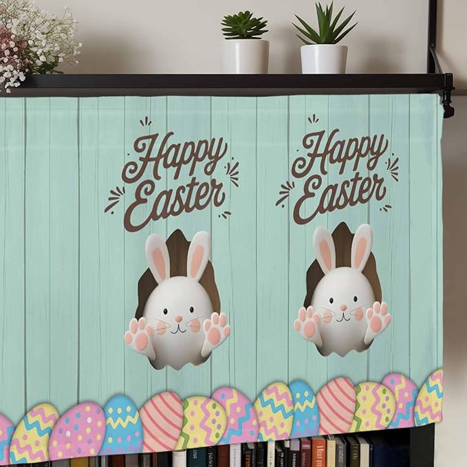 Green Easter Curtain Valances for Windows, Kitchen Valance Window Treatment