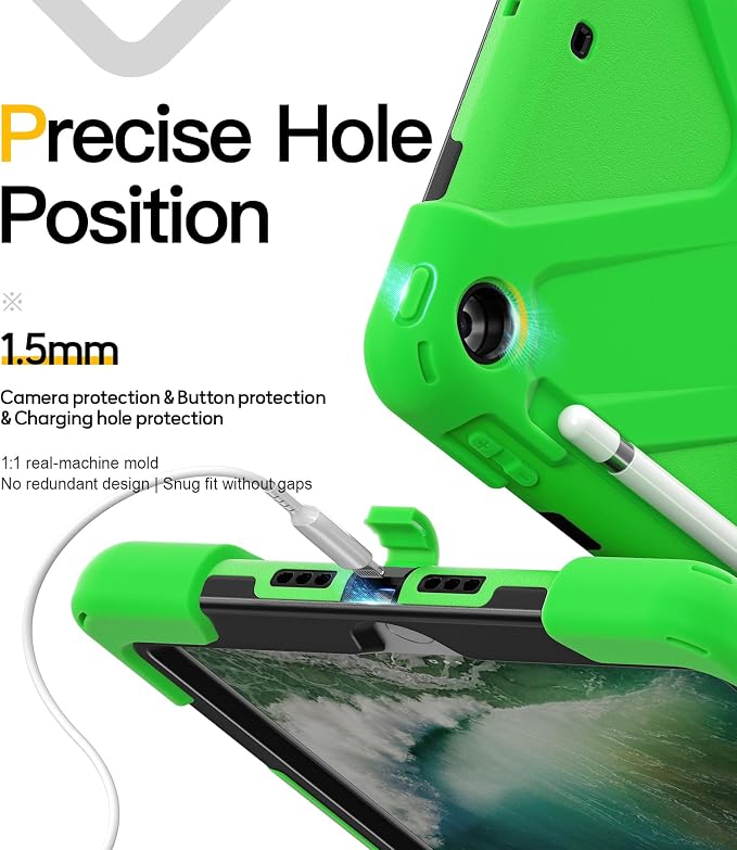 BRAECN Case for iPad 6th/5th Generation - 9.7 inch 2018/2017 Black | Protective Heavy Duty Shockproof Rugged Cover for Kids/Adults 360° Rotating Hand Strap/Stand &amp Detachable Shoulder Strap