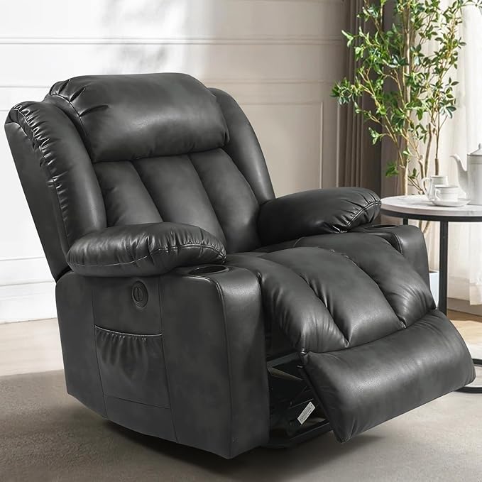 PARKOL Power Lift Recliner Chair for Elderly Breathable Leather Recliner Chair with Massage and Heat for People Limited Mobility (Sliver Gray, Small)