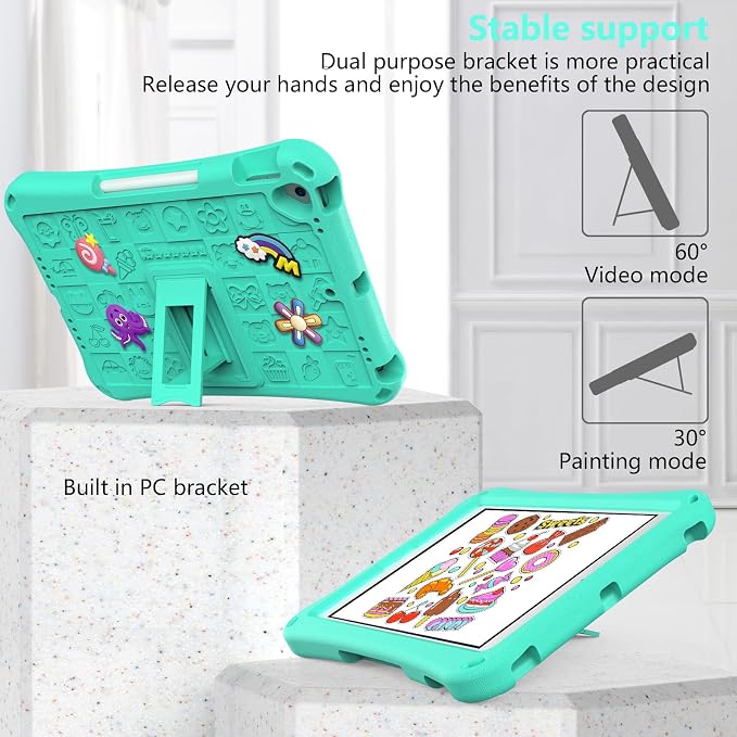Case for iPad 10.2 Inch 2021/2020/2019/ iPad Pro 10.5 Inch/Air 3rd Gen (2019) Shoulder Strap Kickstand Children Friendly Anti-Scratch Shockproof Case Lightpurple
