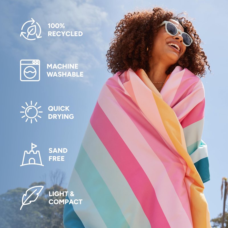 Dock & Bay Kid's Towel - for Beach Use - Quick Dry, Sand Free - Compact, Lightweight - 100% Recycled - Includes Bag - Coastal Candy, Large (160x90cm, 63x35)