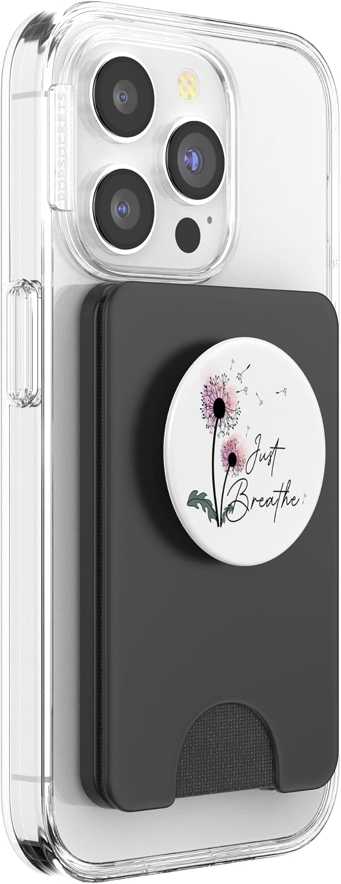 Dandelion Graphic Just Breathe Letter Print Inspirational PopSockets Adhesive PopGrip