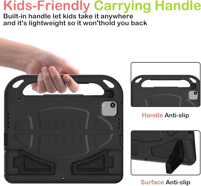 iPad Pro 11 Inch (2024/2022/2021/20202018) Heavy Duty Protective CaseKids Case for New iPad 11th Gen (A16) 11-inch 2025 &amp 10th gen10.9 2022 &amp Air 11 2025/2024 &amp Air 5th/4th -Black