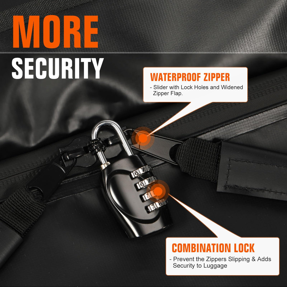 ACLONG 21 Cubic Feet Car Roof Bag 840D Waterproof Rooftop Cargo Carrier Bag for All Cars with/Without Racks Includes Anti-Slip Mat Storage Bag Combination Lock 6 Door Hooks