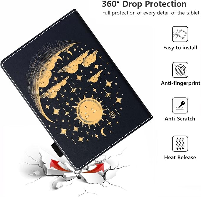 Case for Amazon Kindle Fire HD 10 Tablet 10.1 (9th/7th Generation 2019/2017 Release) - PU Leather Folio Case with Smart Auto Wake/Sleep African American Girl