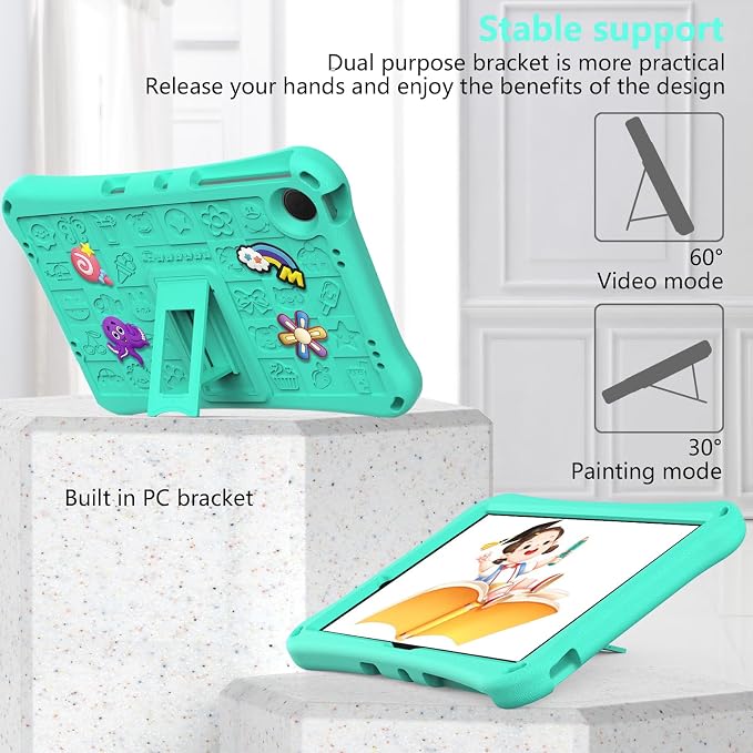 Case for iPad 10.2 Inch 2021/2020/2019/ iPad Pro 10.5 Inch/Air 3rd Gen (2019) Shoulder Strap Kickstand Children Friendly Anti-Scratch Shockproof Case Lightpurple