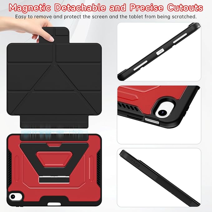for ipad A16 Caseipad 11th/10th Generation Case 11Inch 2025/10.9 Inch 2022 | with Pencil HolderRemovable Magnetic &amp Trifold Leather Stand CoverMulti-Angle VewingAuto Sleep/Wake (Black)