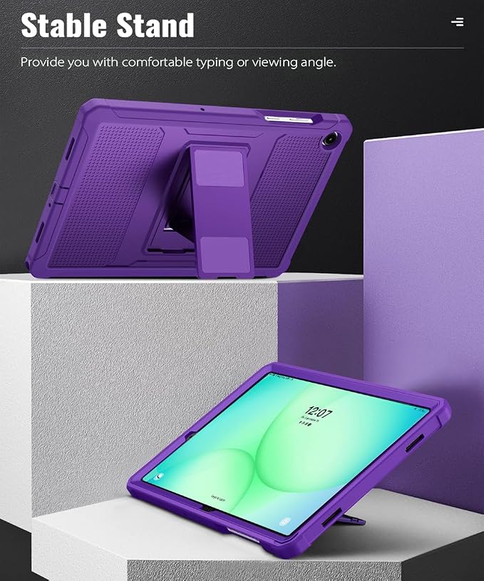 MoKo Shockproof Case Fit Samsung Galaxy Tab A11+ Plus/ A9+ 11 Inch | Full Body Rugged Stand Back Cover with Built-in Screen Protector for Galaxy Tab A11+/ A9+ Tablet Light Gray