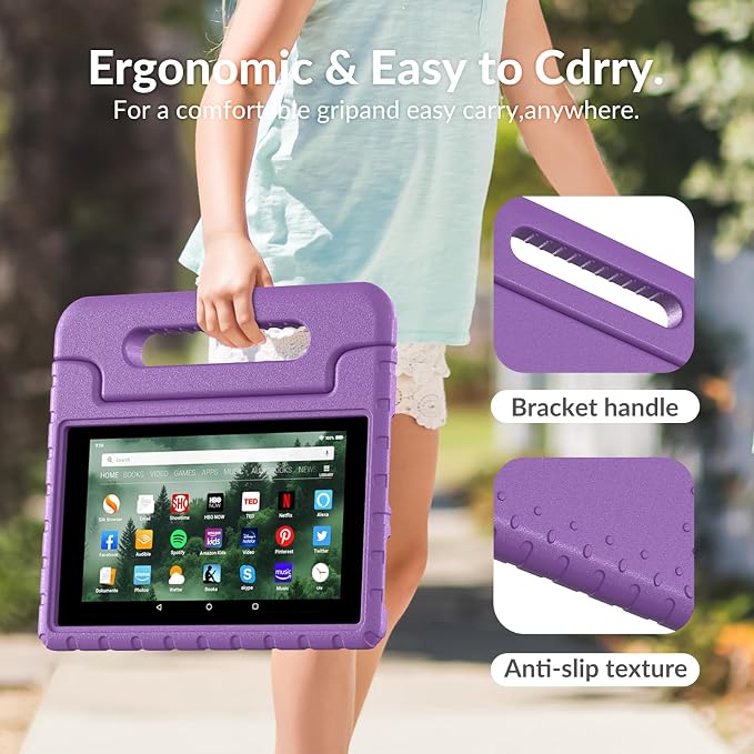 Kids Case for Kindle Fire HD 8 Tablet Case (8th/7th/6th) Shockproof Blue | 2018/2017/2016 Release Lightweight EVA Handle Stand Full Protection For Kids Daily Use