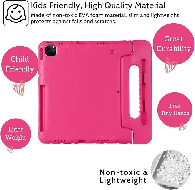 Dteck Kids Case for iPad 10.2 - Shockproof Rugged EVA Handle Stand Child Proof Case for iPad 9/8/7 Generation Black